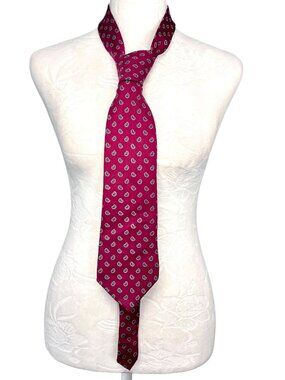 Mens Tie Cabralli Collection Silk Burgundy Vintage Paisley Retro Classic Size OS
